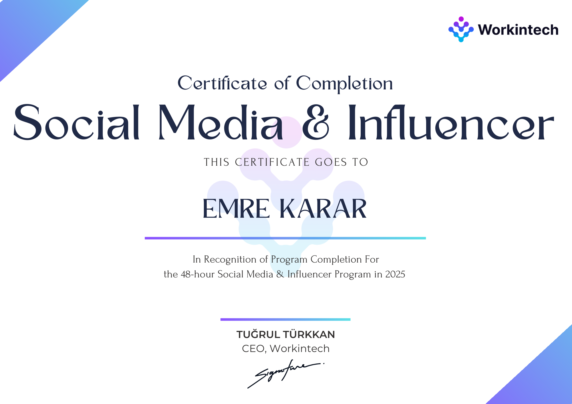 socialMediaInfluencerUpPro sertifikası